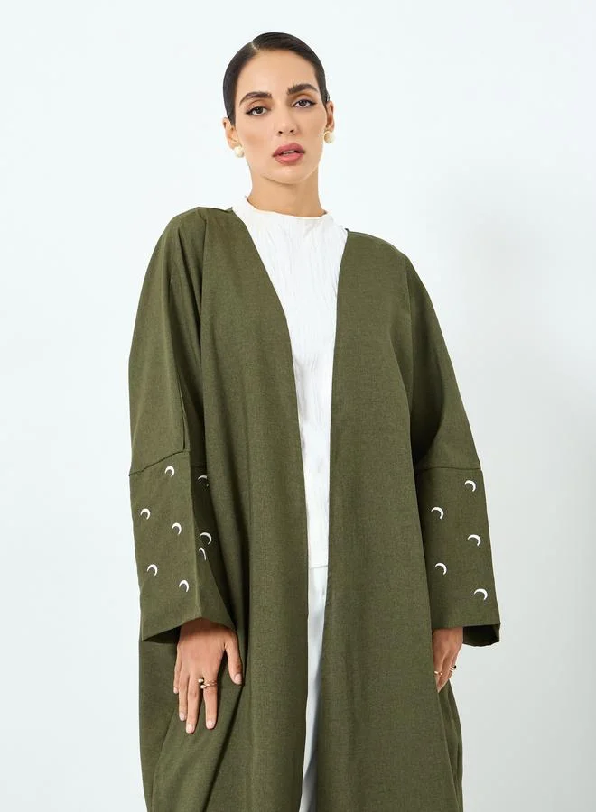 Take Two Women Green Long Sleeve with Moon Graphic Print Abaya
